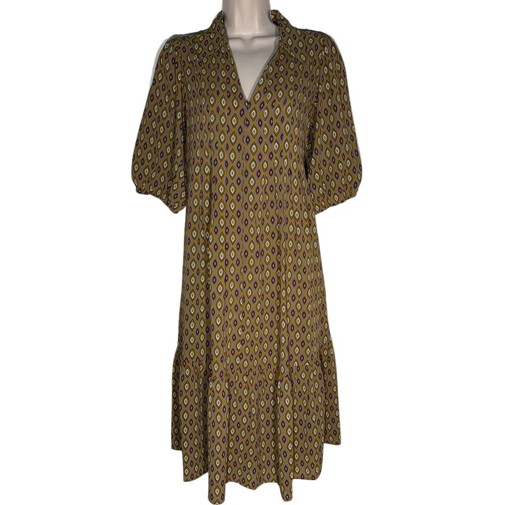 Calista Midi Shirt Dress in a Geometric Medallion Print, Women's Size S - Picture 2 of 8